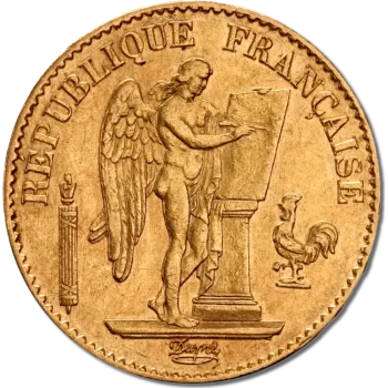 Златна монета 20 Френски франка Гениус